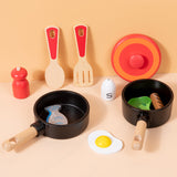 Load image into Gallery viewer, Children&#39;s wooden simulation home cooking pot set kitchen cooking with joy cooking utensils wooden toys