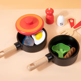 Load image into Gallery viewer, Children&#39;s wooden simulation home cooking pot set kitchen cooking with joy cooking utensils wooden toys