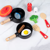 Load image into Gallery viewer, Children&#39;s wooden simulation home cooking pot set kitchen cooking with joy cooking utensils wooden toys