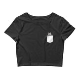 Load image into Gallery viewer, (Gray) Cat in Your Pocket Crop Top